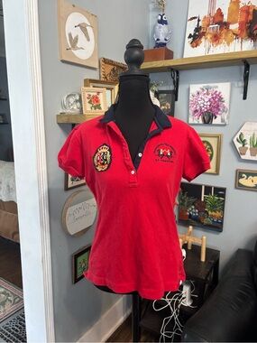 VTG Y2K La Martina Barcelona polo shirt embroidered collared red women's L